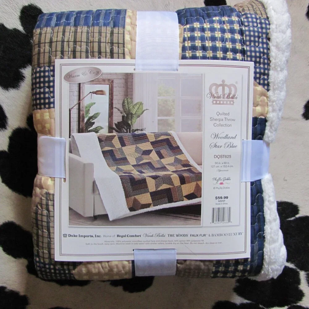 VIRAH  BELLA   QUILTED SHERPA  THROW COLLECTION NWT
